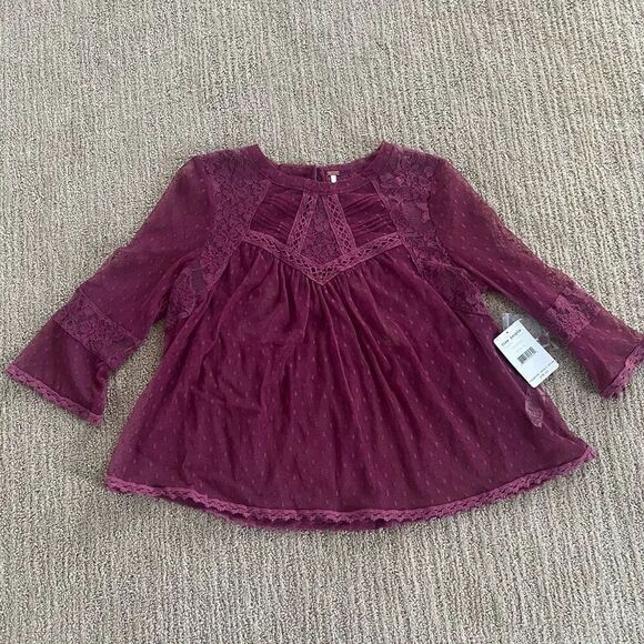Free People Tops - Free People PinkLace 3/4 Sleeve Flowy Top